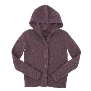 Theory Bevy Speranza Purple Colorful Fleck Wool Mohair Hooded Cardigan Sweater S